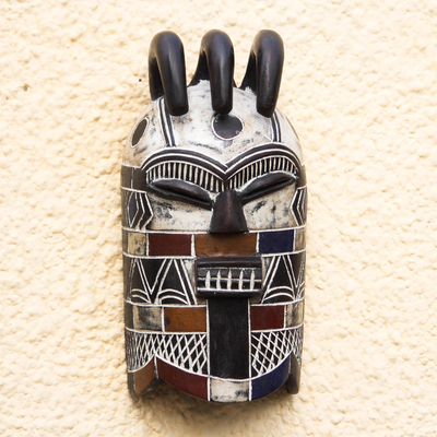 Congolese wood Africa mask, 'Secret Initiation' - Congolese Wood Wall Mask