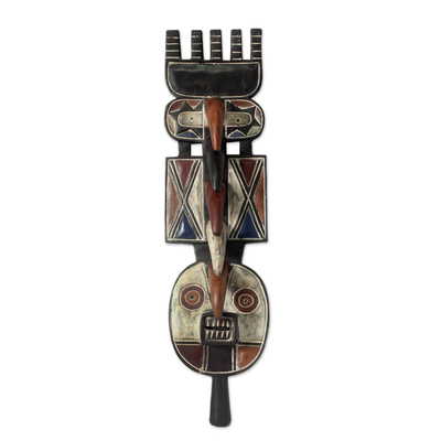 Africa tribal wood mask, 'Earth Goddess Spirits' - Burkina Faso Wood Mask