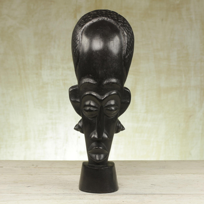 Akan wood mask, 'African Bravery' - Akan wood mask