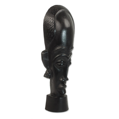 Máscara de madera Akan, 'Valentía africana' - Máscara de madera Akan