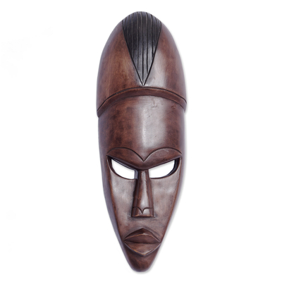 Akan wood mask, 'Ancient Man' - Hand Crafted Wood Mask
