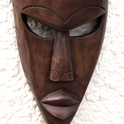 Akan wood mask, 'Ancient Man' - Hand Crafted Wood Mask