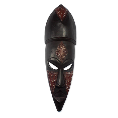 Ga wood mask, 'Take Heart' - Hand Carved African Wall Mask