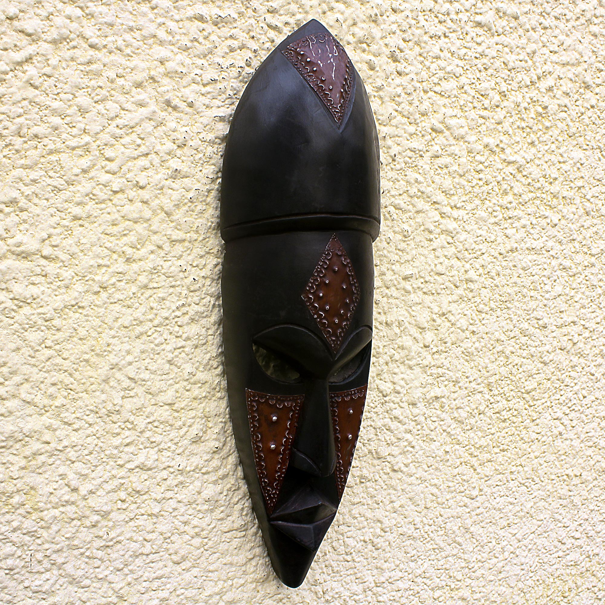 Hand Carved African Wall Mask - Take Heart | NOVICA