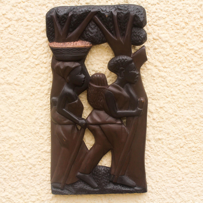 Wood wall adornment, 'From the Farm' - Wood wall adornment