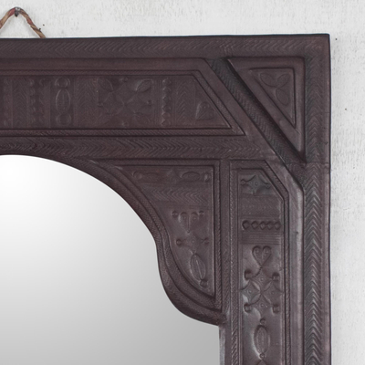 Leather mirror, 'Palace' - Leather mirror