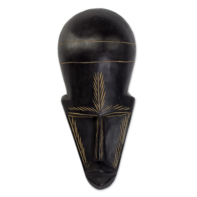 Artisan Crafted Brown Wooden Wall Mask from Ghana