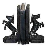 Wood bookends, Wild Horses (pair)