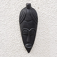 Máscara de madera de Ghana, 'Diosa del Río' - Máscara de madera africana hecha a mano
