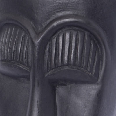 Ghanaian wood mask, 'River Goddess' - Handcrafted African Wood Mask