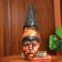 Akan-Holzmaske, „Leben aus Liebe und Freude“ – Akan-Holzmaske