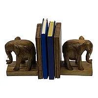 Wood bookends, 'African Elephants'