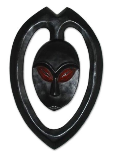 African wood mask, 'Ekuk' - Unique African Kwele Style Wood Antelope Mask