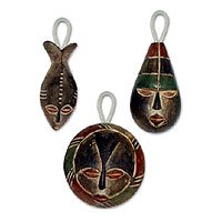 Wood ornaments, 'Three Kings' (set of 3) - Wood ornaments (Set of 3)