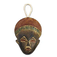 Miniature wood mask, 'Wise Man' - Miniature wood mask