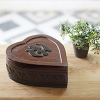 Wood jewelry box, 'African Heart' - Wood jewelry box