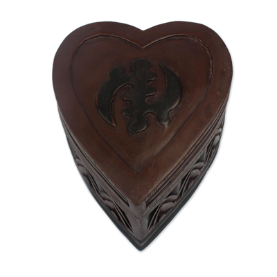 Wood jewelry box, 'African Heart' - Wood jewelry box