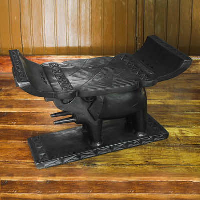Taburete trono Ashanti - Taburete de trono de madera hecho a mano