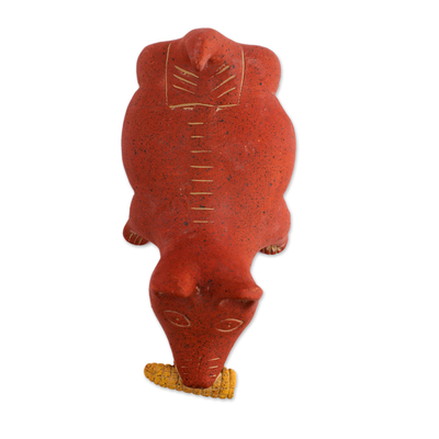 Ceramic figurine, 'Colima Dog' - Handcrafted Mexican Archaeological Ceramic Red Dog Sculpture