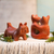 Ceramic figurines, 'Dancing Dogs' (pair) - Ceramic figurines (image 2) thumbail