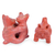 Ceramic figurines, 'Dancing Dogs' (pair) - Ceramic figurines thumbail