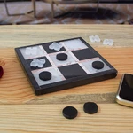 Marble tic-tac-toe set, 'Rose on Black' - Marble Tic Tac Toe Board Game from Mexico