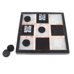 Marble tic-tac-toe set, 'Rose on Black' - Marble Tic Tac Toe Board Game from Mexico