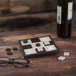 Marble tic-tac-toe set, 'Rose on Black' - Marble Tic Tac Toe Board Game from Mexico