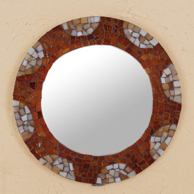 Golden Brown Mosaic Glass Framed Mirror Sunset Reflections Novica Glass Mosaic Wall Mirror Sunset Reflections Golden Brown Framed