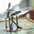 Iron statuette, 'Rustic Architect' - Recycled Metal and Auto Parts Drafting Table Sculpture thumbail