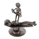 Recycled metal statuette, 'Baby is Born' - Hand Crafted Recycled Auto Parts and Metal Sculpture