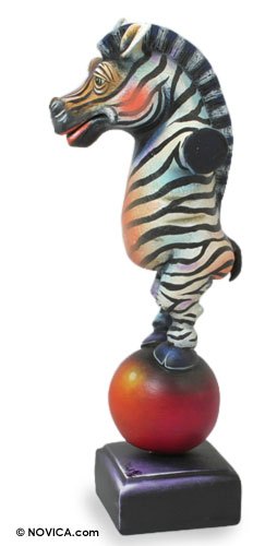 Ceramic sculpture, 'Zebra as Acrobat' - Ceramic sculpture