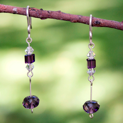 Sterling silver dangle earrings, 'Grape Light' - Sterling silver dangle earrings