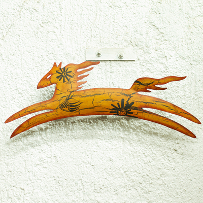 Iron wall adornment, 'Cave Art Pony' - Unique Animal Themed Steel Horse Wall Art Mexican Handmade