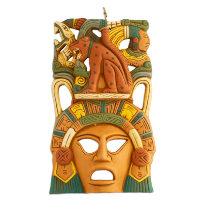 Máscara de cerámica - Máscara de gato salvaje de cerámica mexicana hecha a mano.