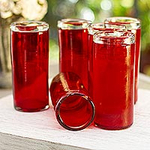 Red Hand Blown Mexican Highball Glasses Set of 6, 'Ruby'