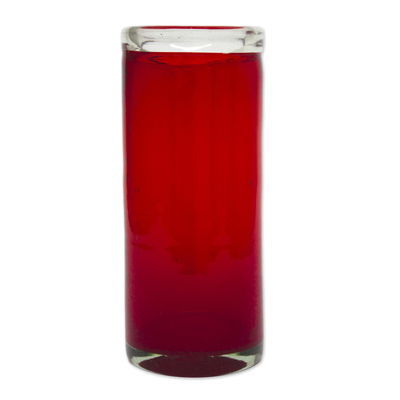 Handblown highball glasses, 'Ruby' (set of 6) - Red Hand Blown Mexican Highball Glasses Set of 6