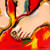 'Many Feet' - People and Portraits Red Surrealist Painting