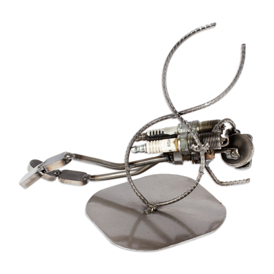 Iron statuette, 'Rustic Scuba Diver' - Handcrafted Eco Friendly Recycled Metal Sculpture
