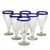 Beer glasses, 'Bohemia' (set of 6) - Artisan Crafted Recycled Handblown Blue Rim Beer Glasses (image 2a) thumbail