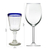 Wine glasses, 'Chardonnay' (set of 6) - Hand Blown Wine Glasses Set of 6 Blue Rim Goblets Mexico (image 2j) thumbail