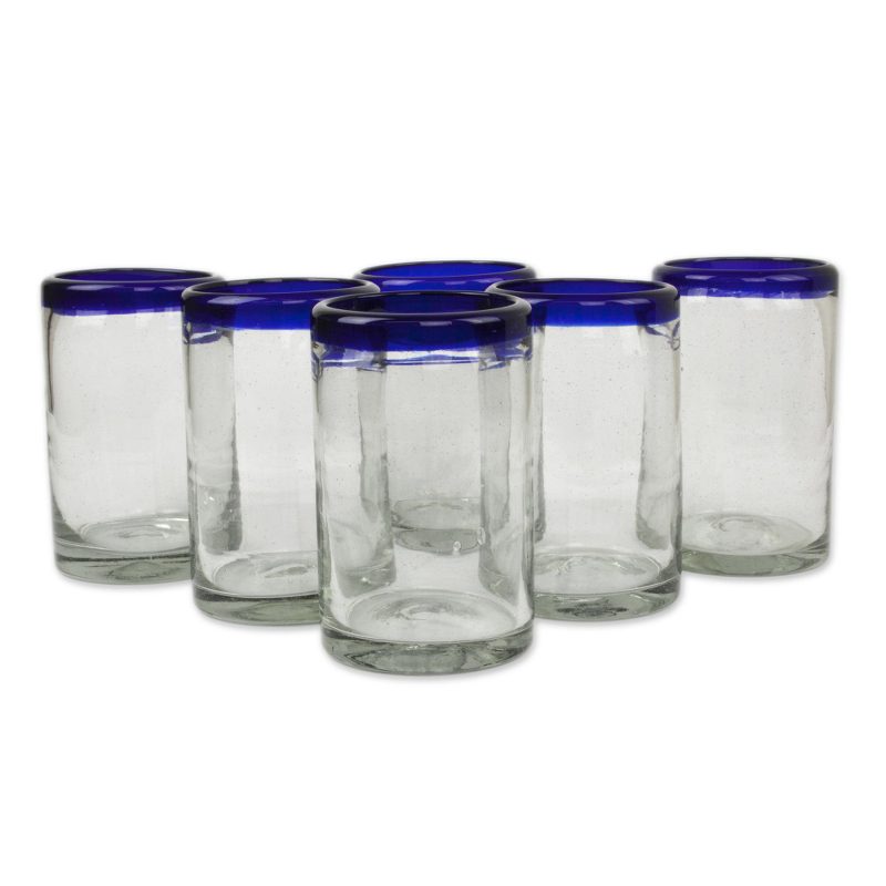 Cobalt Classics Handblown Glass Tumbler Drinkware Set of 6