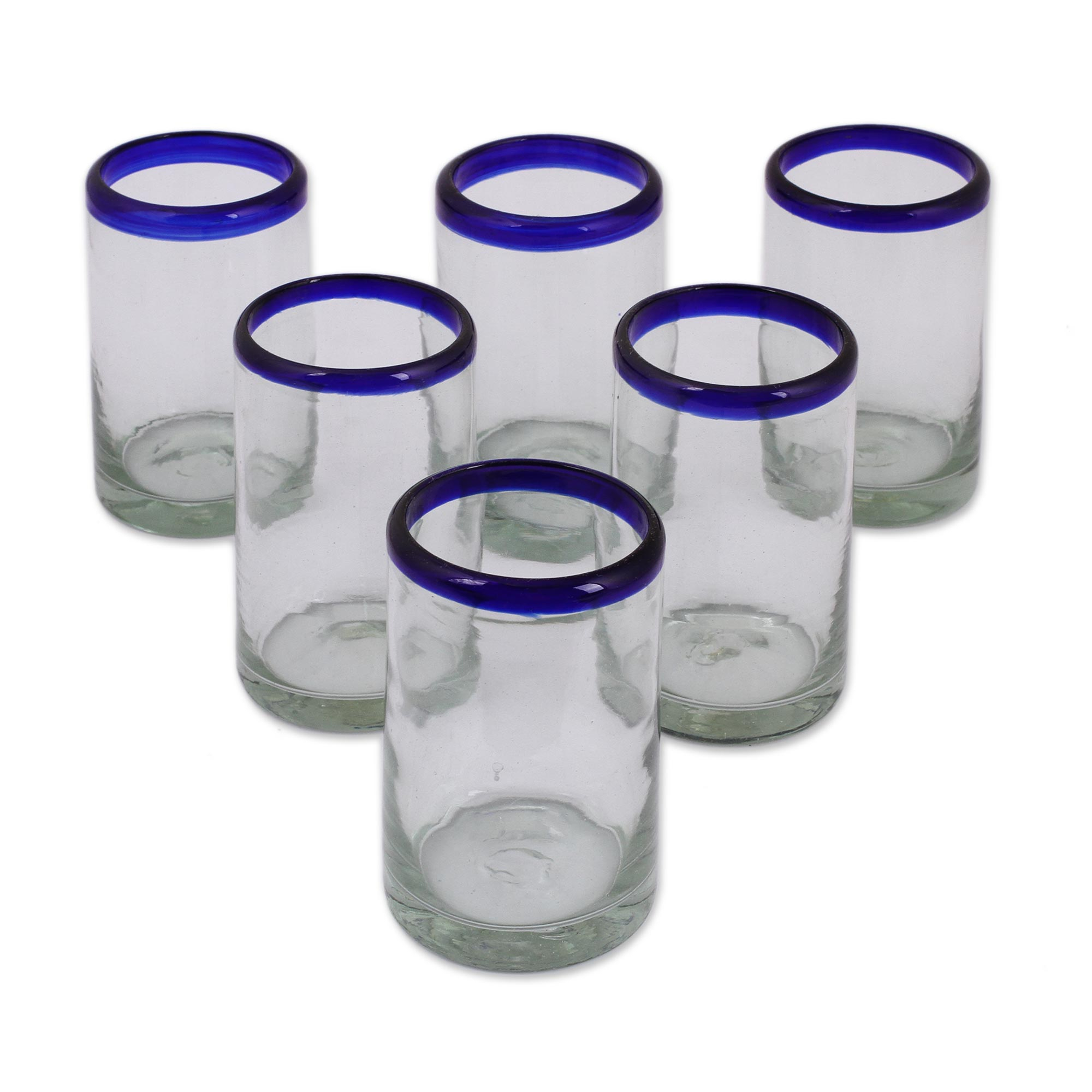 Unicef Market Fair Trade Blue Handblown Glass Tumbler Drinkware Set Of 6 Cobalt Classics 8970