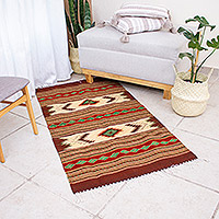 Zapotec wool rug, 'Autumn Forest' (2.5x5)