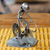 Iron statuette, 'Rustic Cyclist' - Original Iron Bicycle Statuette Recyled Car Parts Mexico (image 2) thumbail