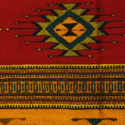 Zapotec wool rug, 'Tequila Sunrise' (4x6) - Fair Trade Geometric Wool Area Rug (4x6)