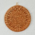 Ceramic plaque, 'Aztec Calendar in Tan' - Archaeological Ceramic SunStone from Mexico