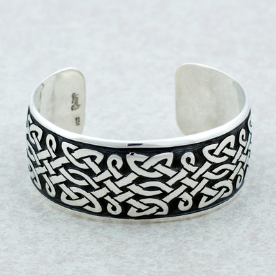 Sterling silver cuff bracelet, 'Trellis' - Sterling silver cuff bracelet