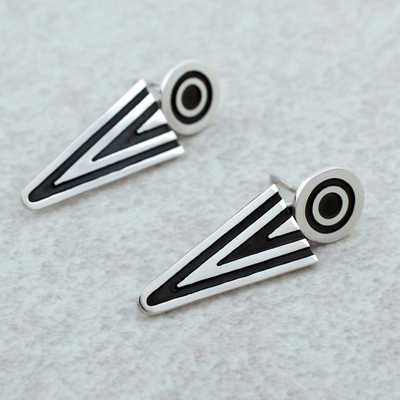 Sterling silver drop earrings, 'Arrowheads' - Taxco Sterling Silver Dangle Earrings