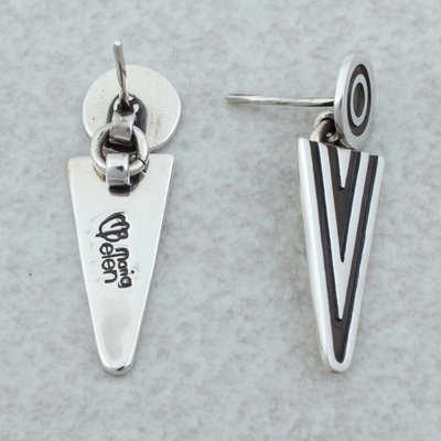 Sterling silver drop earrings, 'Arrowheads' - Taxco Sterling Silver Dangle Earrings